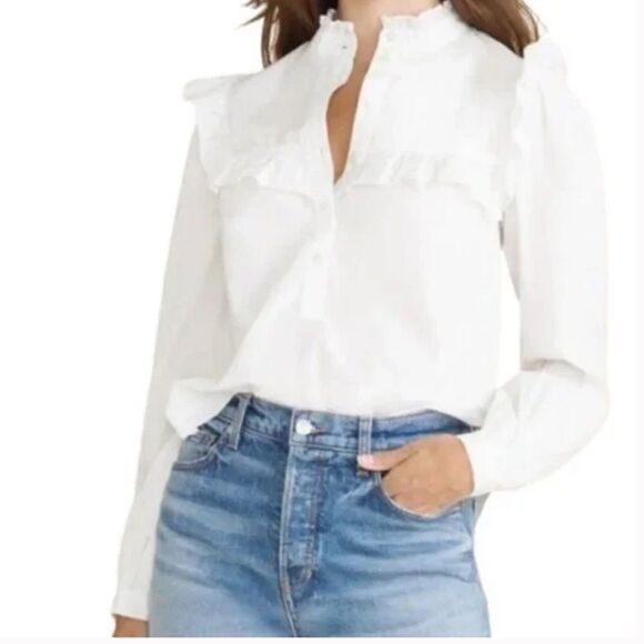 Veronica Beard Sonnet Ruffled Button Down Shirt - Picture 1 of 8